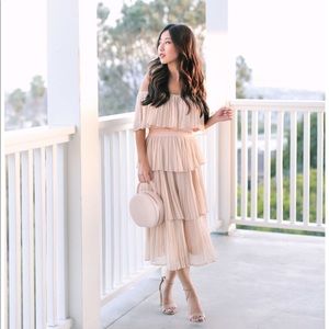 Morning Lavender Vera Pleated Ruffle Dress S